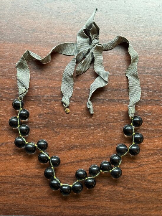J. Crew Jewelry - Vintage 1980s J. Crew Green Glass Bobble and Ribbon Necklace NWOT Rare